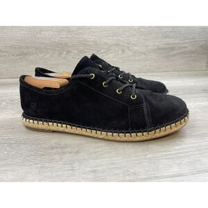 Born Seel Women's Sneaker Loafer Flat Espadrille Suede 9 Black Comfort Shoes